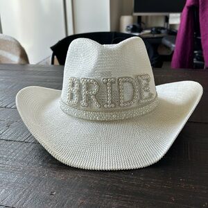 Bride Cowboy Hat White Pearls and Diamonds
